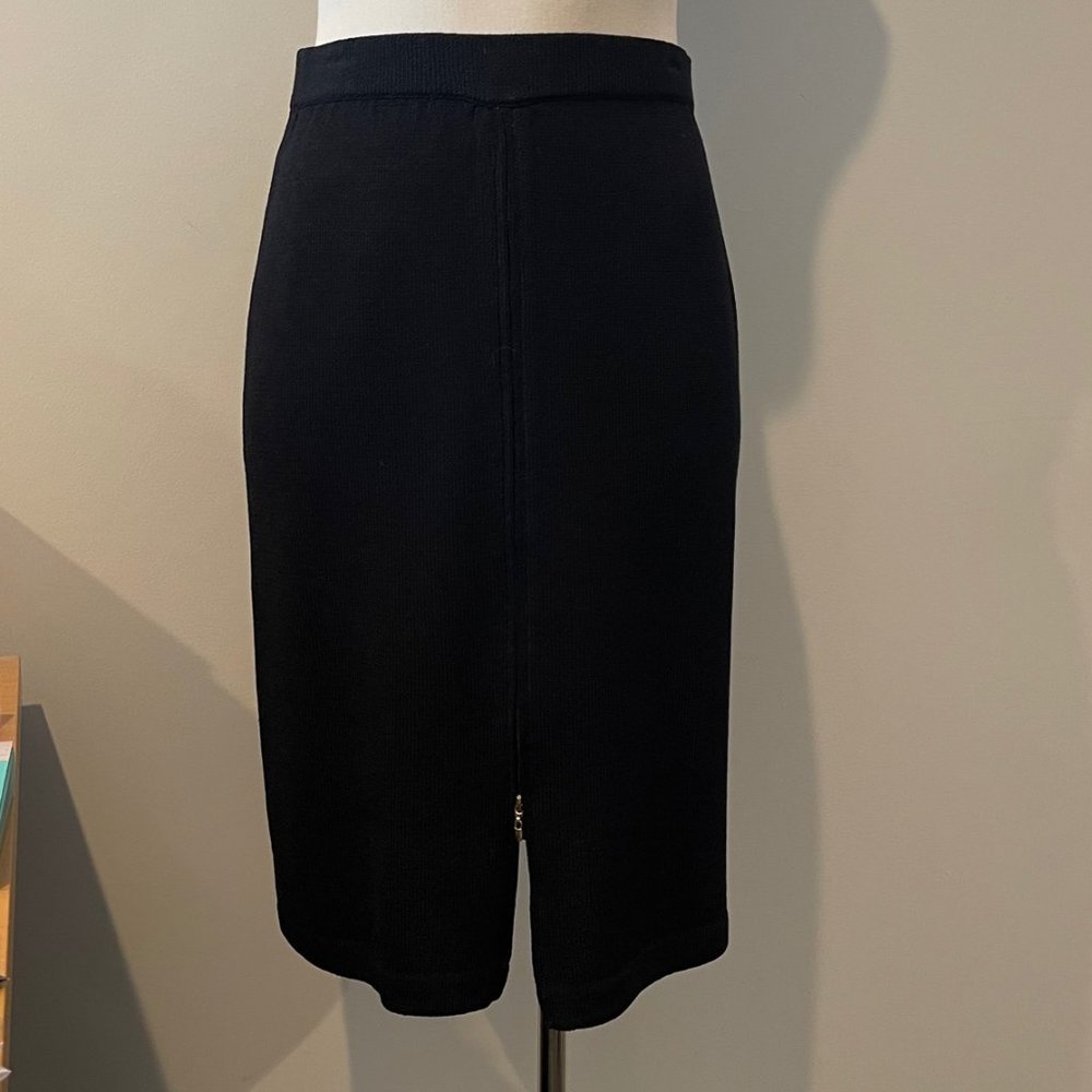 St. John Black Knit Pencil Skirt